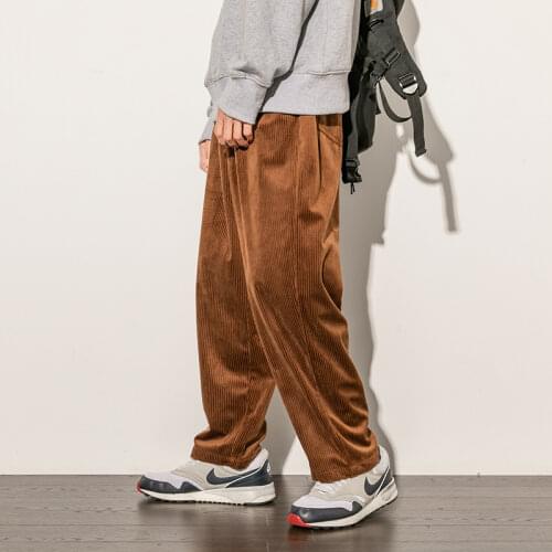 Autumn winter Corduroy pant men casual loose Straight pants slacks for men Elastic waistband pant joggers corduroy trousers male