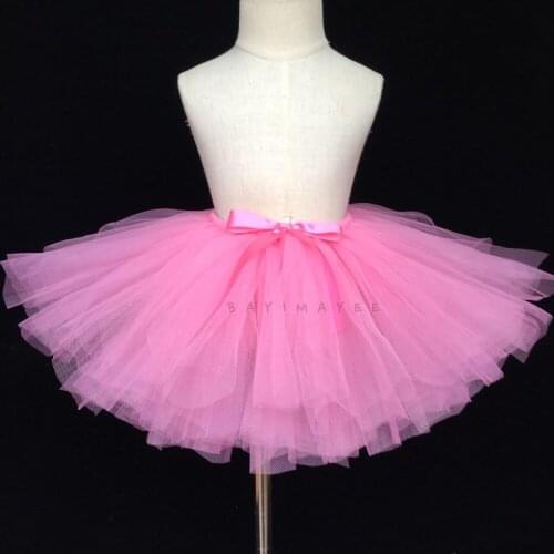 Baby Girls Pink Tutu Skirts Kids Ballet Tulle Pettiskirts Underskirts with Ribbon Bow Children Birthday Party Costume Skirts