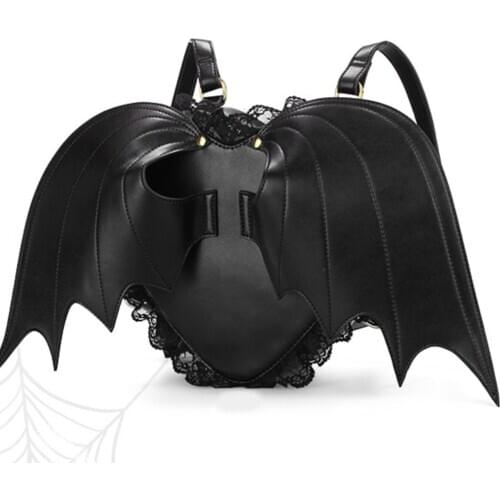 Brand New Ladies Leisure INS HOT Vacation Halloween Cosplay Gothic Style Demon Bat Vampire Wings Black Women Backpack Girls Bags