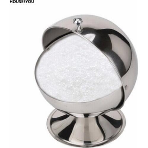 Sugar Bowl Spherical Stainless Steel Kitchen Seasoning Bottle Flip Cup Sugar Paste Monosodium Glutamate Spice Bottles