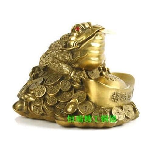Seven opening gossip copper toad ornaments Lucky town house enrichment Cai Feng Shui Crafts