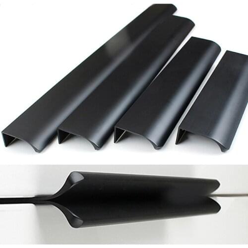 Gold Black Hidden Cabinet Pulls Aluminum Alloy Kitchen Cupboard Pulls Drawer Knobs Furniture Handles Hardware Invisible Handle