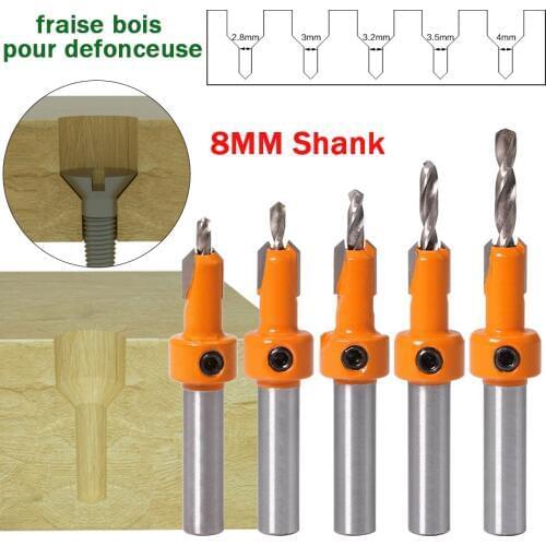 1PC 8mm Shank Drill Bit HSS Woodworking Countersink Router Bit Set Screw Extractor Remon Demolition for Wood Milling Cutter