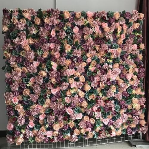 TONGFENG 8pcs/lot Mixcolor Wedding 3D flower wall flower runner wedding Artificial silk rose peony wedding backdrop decoration