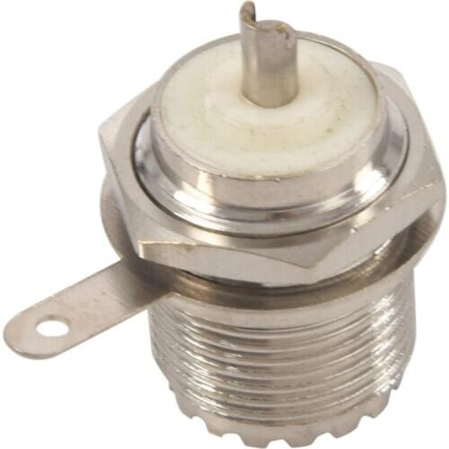 UHF Female SO239 Jack Bulkhead Solder Panel Mount RF Straight Connector,silver