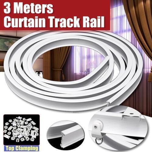 Top/Side Clamping 3 meters Curtain Track Rail Flexible Ceiling Mounted For Straight Slide Windows Balcony Home Decor Accessories