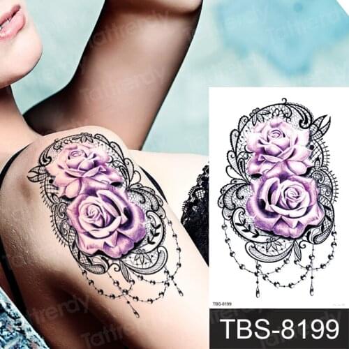 Temporary Tattoos Sticker Water Transfer Tattoos for Body Art Cool Waterproof Temporary Tattoo for Women Girls Flower Tatto Fake