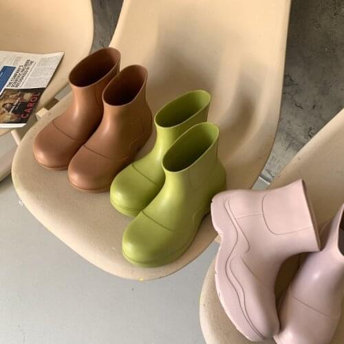 2021 New Brand Women Rain Boots New Rubber Ladies Walking Waterproof Ankle Rainboots Casual Thick Bottom Short Boot