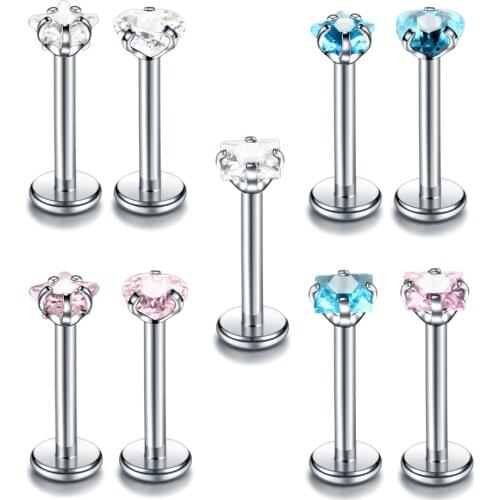 1PC Stainless Steel Internally Thread Labret Piercing Lip Stud Tragus Helix Cartilage Piercing Orelha Earrings Body Jewelry
