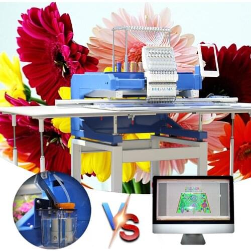 HOT! Holiauma Single Head Flat/Cap/Tshirt Embroidery Machine High Speed 15 Needles Computer Embroidery Machine Like Tajima