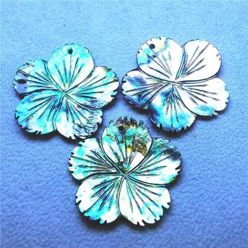 3PCS Nature Abalone Shell Flower Pendant 35MM Saltwater Mother Of Pearl For DIY JEWELRY WOMEN NATURAL ITEMS FREE SHIPPING