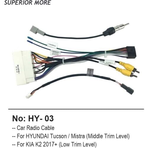 Car Radio Cable Wire Harness Adapter for Hyundai Tucson Mistra KIA K2 Navi Android Audio Media Player Power Connector Socket
