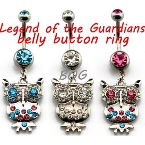 BOG-Lot Of 10 Pieces Legend of the Guardians Owl Dangle Belly Button Ring Navel Piercing Body Jewelry Wholesale