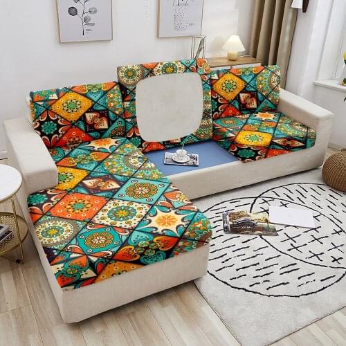 Mandala Sofa Seat Cushion Cover Elastic Sofa Covers for Living Room Couch Slipcover Furniture Protector Sofa Cushion Cover