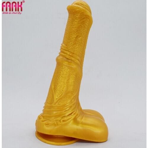 FAAK silicone animal horse dildo large golden penis with suction cup sex toys for women female masturbator erotic adult products