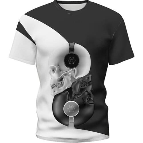 Mens short-sleeved T-shirt summer new style 3D printing casual O-neck hip-hop sports street ladies childrens shirt