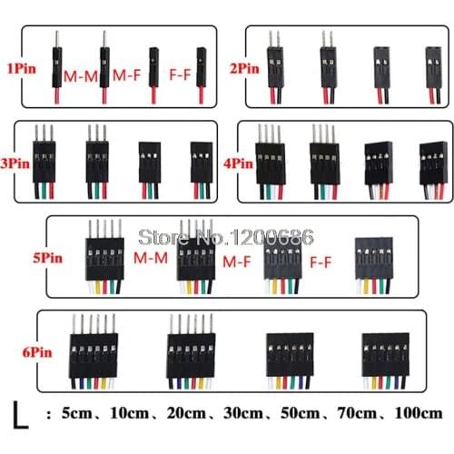 30CM 1007 22AWG Pure copper cable male to female electronic jumper DuPont 2.54mm wire cable 1/2/3/4/5/6pin pitch 2.54mm