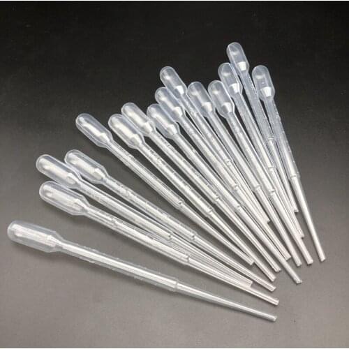 20pcs to 200pcs lab 0.2ml 0.5ml 1ml 2ml 3ml 3ml-L 5ml 10ml plastic pasteur pipette transfering dropper for school experiment