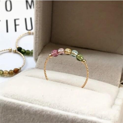 Natural Jasper Rings 14K Gold Filled Knuckle Rings Gold Jewelry Mujer Bague Femme Handmade Minimalism Jewelry Boho Women Ring