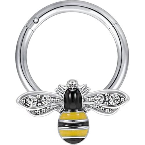 1PC Cute Bee Nose Piercing Ring Nase Cuff Hoop Septum Rings Titanium Steel Nez Cuff Nariz Piercing Nose Piercings Goth Pircing
