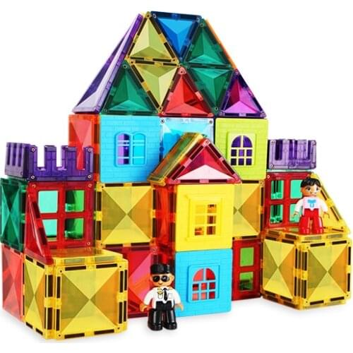 100 PCS Big Size Colorful Windows Magnetic Tile Building Blocks Construction Set Magnetic Bircks DIY Toys For Children Gifts