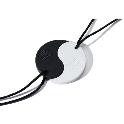 Energy Nature Lava Stone Yin Yang Gossip Mens Necklace Pendant Meditates Yoga Two Tone Health Male Jewelry