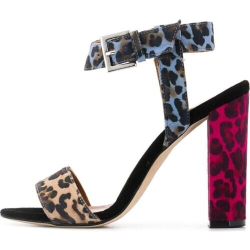 New Gorgeous Women Sandals Sexy Leopard Open Toe Chunky Heels Sandals Popular Shoes Woman Plus US4-13
