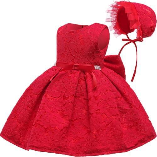 Infant Baby Girls Lace Flower New Year Dress Newborn Bebes 1 Years Little Girl Dress Birthday Baptism New Year Christmas Wear