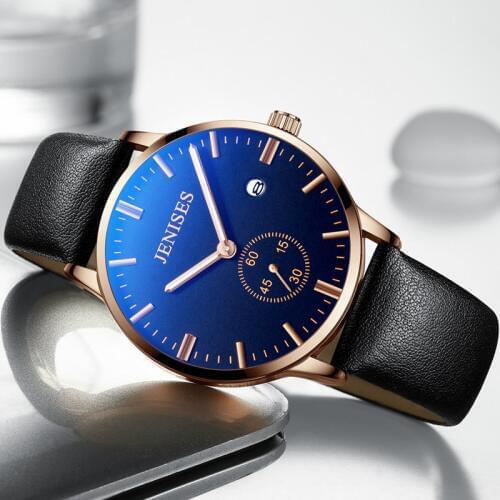 New Mens Watch Fashion Leather Waterproof Quartz Glow-in-the-Dark Simple Calendar Accessories Luxury Watch Men