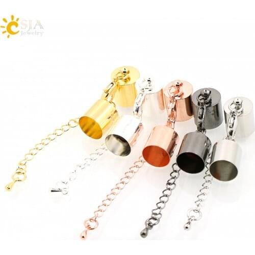 CSJA Wholesale 10 sets Inner Diameter 3 mm DIY Jewelry Findings Lobster Clasp Extend Chain Connector Bell End Cap 4 5 6 7 9 E173