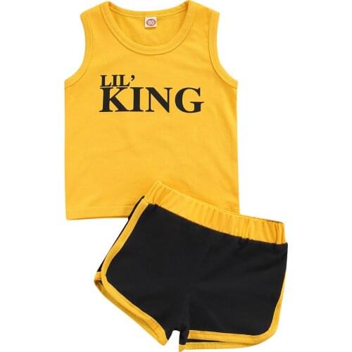 0-3Y Summer New Casual Infant Boys Girls Clothes Sets Toddler Baby Cotton Letter Sleeveless Vest Top Shorts 2pcs Suit