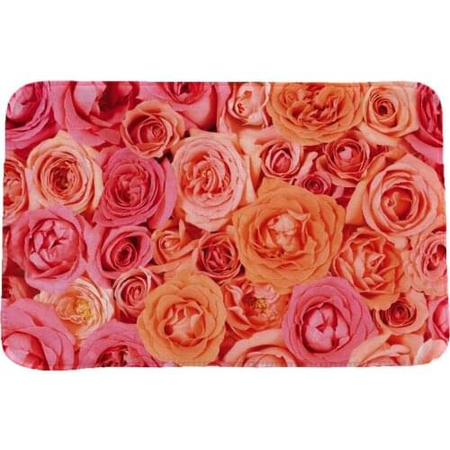 Rose Love Holiday Creative 3D Printing Carpets and Rugs for Bedroom Living Room Carpet Kitchen Bathroom Anti-Slip Floor Mats