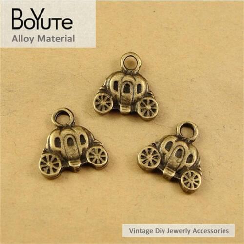 BoYuTe (60 Pieces /lot) 14*14MM Antique Bronze Plated Alloy Car Charms Pendant for Jewelry Accessories fit Diy Necklace Bracelet