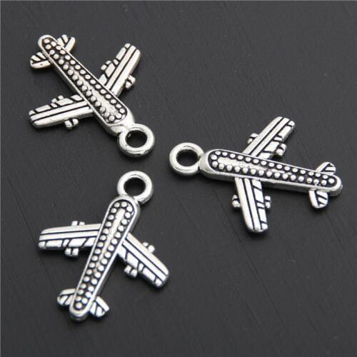 40pcs Silver Color Airplane Plane Biplane Charms Metal Pendants For Diy Jewelry Findings A2847