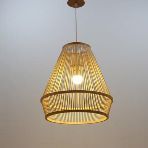 Handmade Bamboo Wicker Rattan Rod Pendant Light Fixture Vinatage Asian Japanese Farmhouse Hanging Ceiling Lamp Dining Room E27