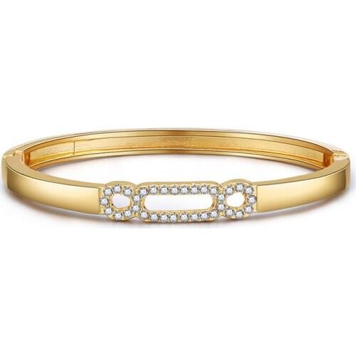 ORNAPEADIA Popular Hot Selling Bracelet for Women Minimalist Style Ladies Geometric Hollow Crystal Jewelry Cuff Bangles