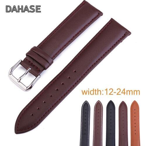 Genuine Leather Watch Band 10mm 12mm 14mm 16mm 18mm 19mm 20mm 21mm 22mm 24mm Watch Strap Wrist Belt Watchband with Pins