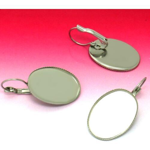 10pcs Stainless steel French Hook Earring with 13x18mm 18x25mm Ellipse Teeth Cabochon Setting Blank Base