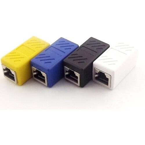 1pcs White/Blue/Black/Yellow Cat5e RJ-45 Female to Female Network LAN Coupler Extender Connector Adapter