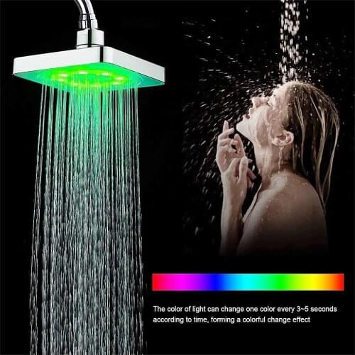 6inch 7 Colors Changing LED Shower Faucet Led Shower Head Colorful Head Bathroom Water Glow Light Water Saving Home Decor