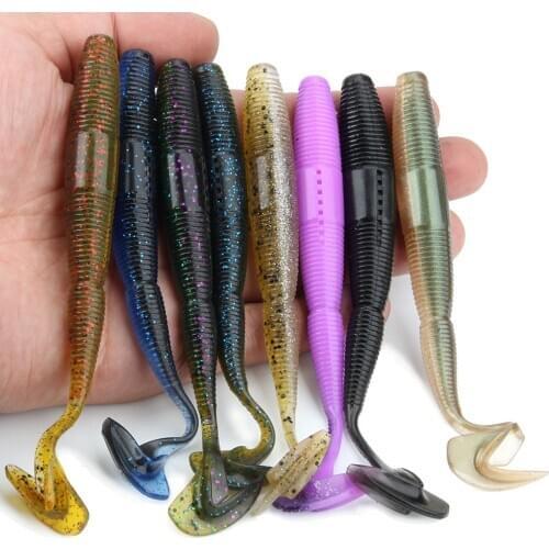 RoseWood New Reach Ninja Worm Soft Bait 5"/7" Freshwater Wobbler Fishing Artificial Lures with Heavy Ribbing and Twisting Tail