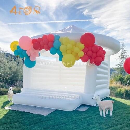 Commercial use air blower inflatable bouncer white jumping bouncy castle wedding bounce house