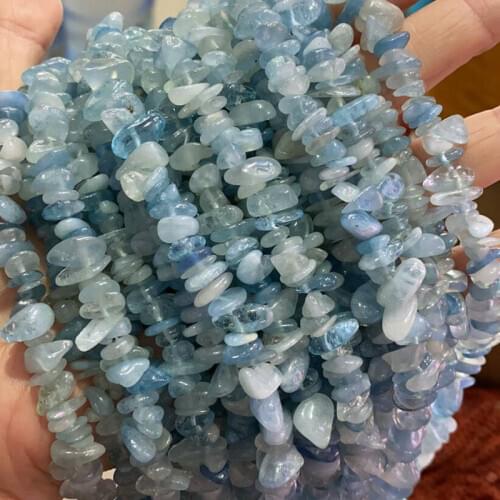 High Quality Natural Aquamarines Stone 5-8mm Chip Shape Necklace Bracelet Jewelry DIY Gem Loose Beads 38cm wk172XL