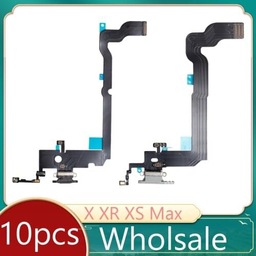 10pcs USB Charger For iPhone X XR XS max Charging Port Dock Connector Data Flex Cable Replacement Parts