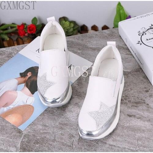 2021 New Spring and Autumn Fashion Loafers Silver Platform Shoes Ladies Swing Ladies Flat Shoes