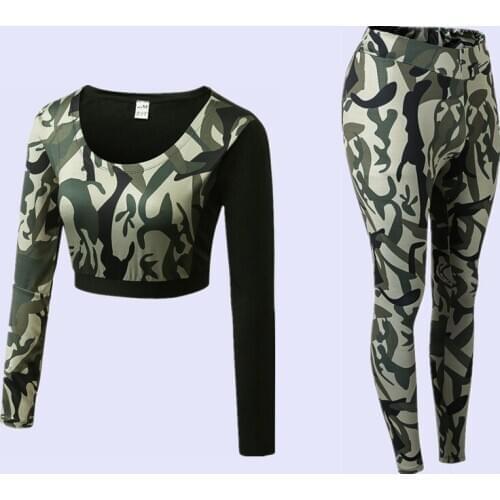 2pcs/set Women Yoga Set Fitness Sports Suits Running Sportwear Yoga Long Sleeve Shirts High Waist Running Leggings Workout Pants