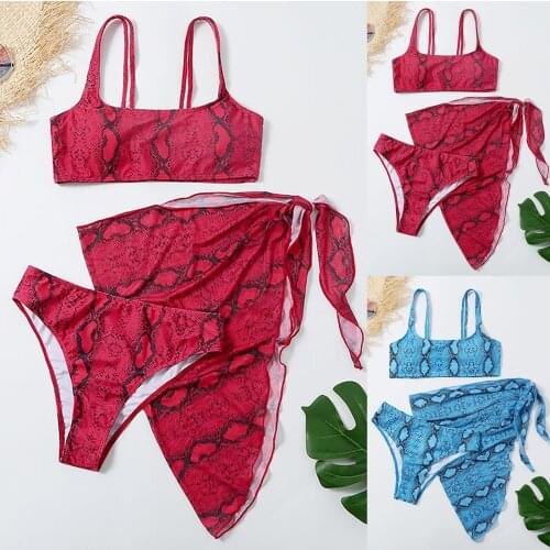 Womens Bikini three piece snake skirt swimsuit 2021 summer womens swimsuit sports high quality bikini swimming hot spring wome