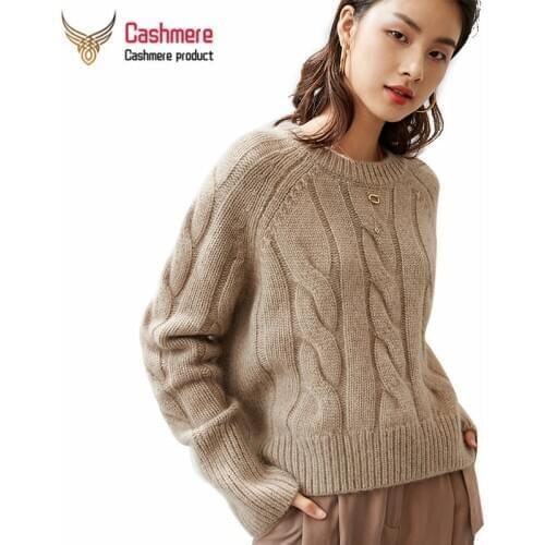 Winter Cashmere Sweater Women Thick Sweater Loose Pullover Knitted Twist Fashion Retro 2021 Autumn New Round Neck Warm Sweater