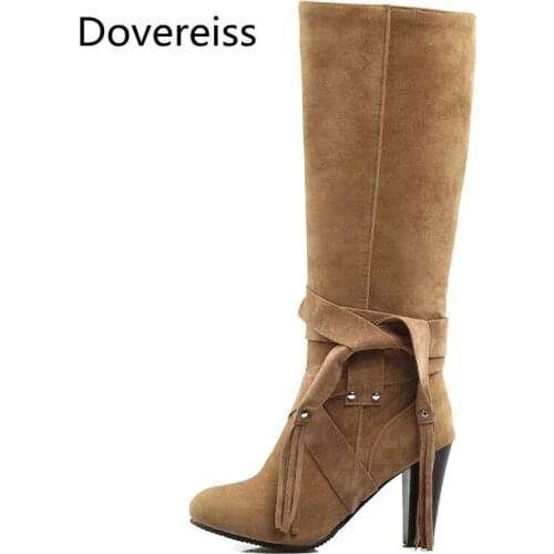 Winter for woman new fashion sexy New Pointed toe consice Shoes Pure color brown Boots Block heels Knee high boots