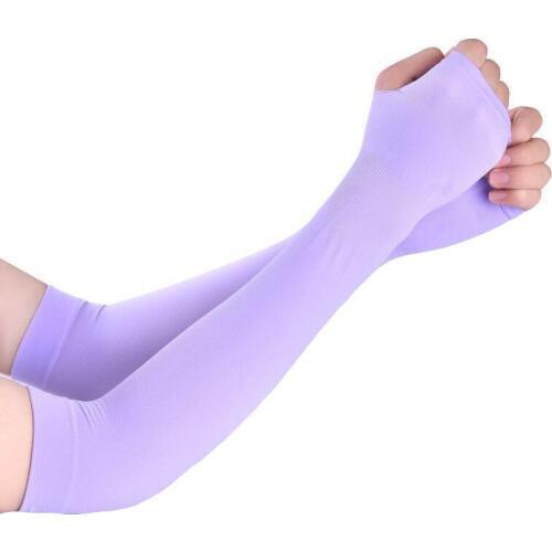 1 Pair UV Protection Protect Cover Cycling Long Sun Arm Sleeves Comfortable Ice Silk Sunscreen Sleeves Half Finger Sleeves